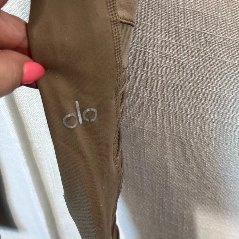 Alo Yoga Moto Gravel Gloss High Waisted Athletic Workout Gym Leggings Size S
